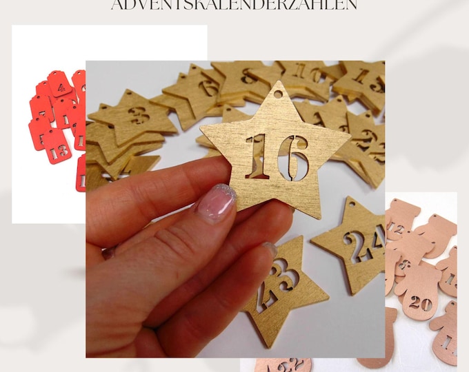 Advent calendar star numbers | Laser-cut wooden pendants | Advent numbers 1–24 | Christmas decoration pendants