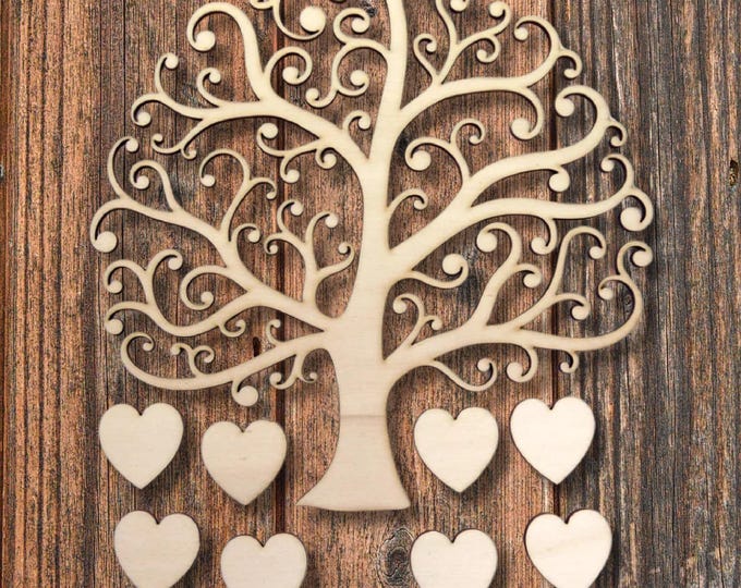 Family tree made of wood – Laser Cut Family Tree “Tree of Life” – 18 x 19.3 cm – customizable, natural wood, 3 mm