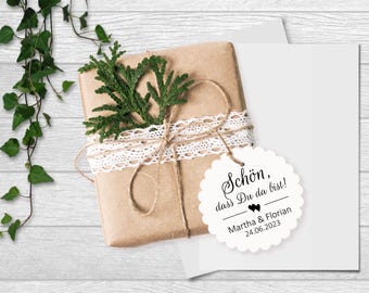 25 Gift Tags Labels Nice that you are here Tags Gift Tags personalized Baptism Wedding Communion Confirmation Guest Gifts