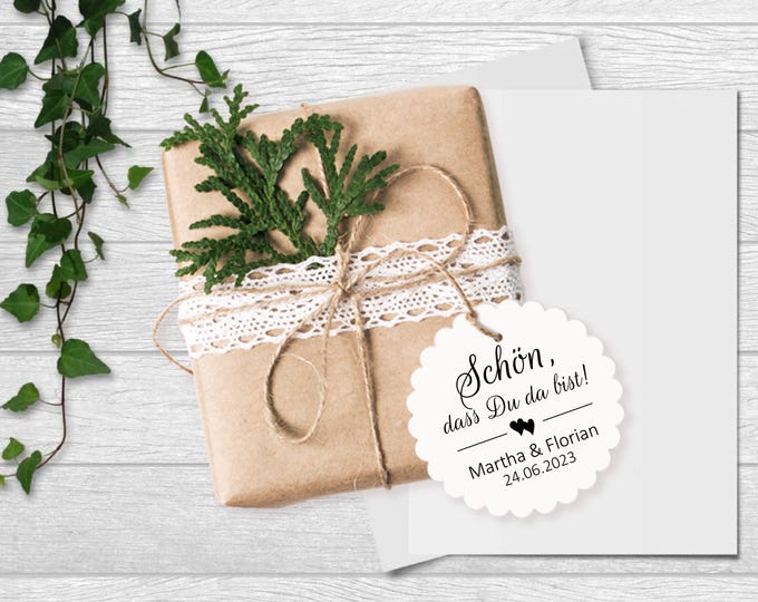 25 Gift Tags Labels Nice that you are here Tags Gift Tags personalized Baptism Wedding Communion Confirmation Guest Gifts