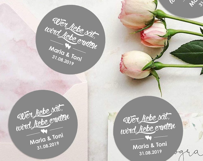 24 Stickers Labels He who sows love will reap love Stickers Personalized Communion Confirmation Baptism Wedding