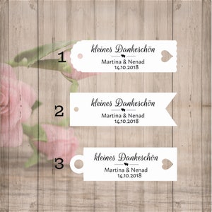 35 Geschenkanhänger Etiketten kleines Dankeschön Tags Gift Tags personalisiertTaufe Hochzeit Kommunion Konfirmation Bild 1