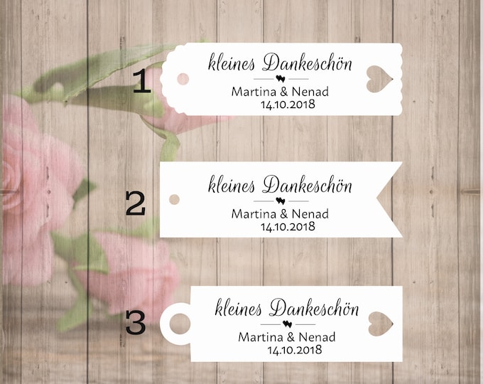 60 Gift Tags Labels Small Thank You Tags Gift Tags Personalized Baptism Wedding Communion Confirmation