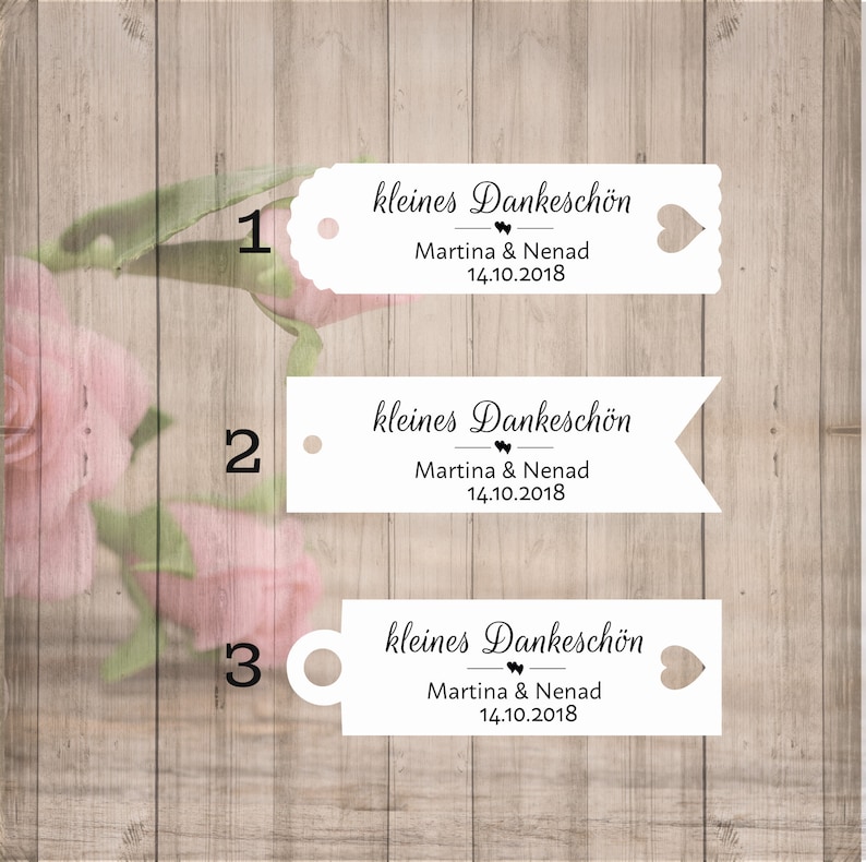 35 Geschenkanhänger Etiketten kleines Dankeschön Tags Gift Tags personalisiertTaufe Hochzeit Kommunion Konfirmation Bild 1