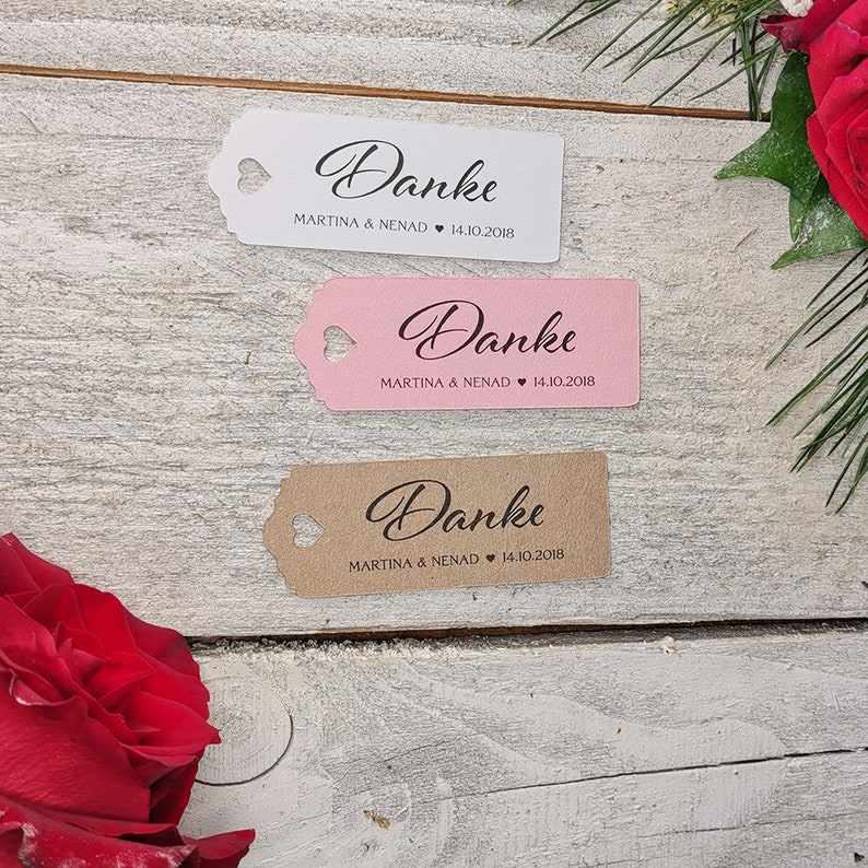 25 Geschenkanhänger Etiketten Danke Tags Gift Tags Taufe Hochzeit Kommunion Konfirmation Gastgeschenke Personalisiert Bild 2