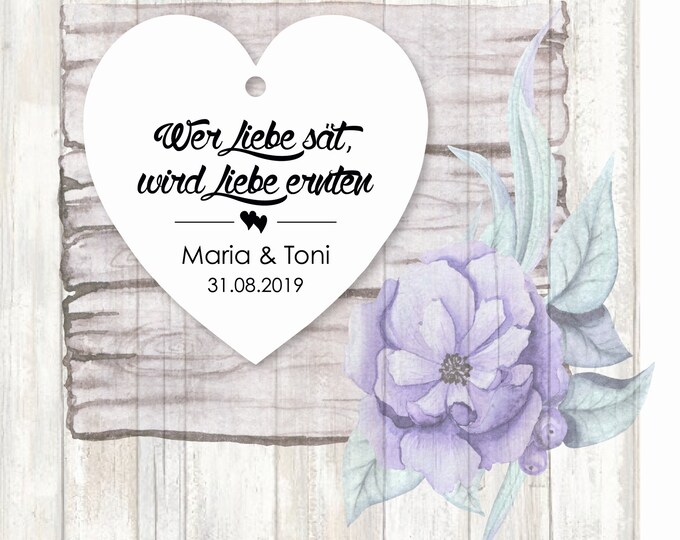 90 Gift Tags Labels Tags Gift Tags He who sows love will reap love Baptism Wedding Communion Confirmation