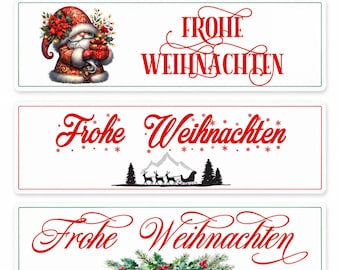 Weihnachtsaufkleber Frohe Weihnachten, 33 Sticker, 3 Motive, 6 x 1,8 cm