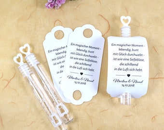 12 Seifenblasen Hochzeit Seifenblasen Röhrchen Tags Gift Tags Geschenkanhänger Etiketten Seifenblasenhalter DIY