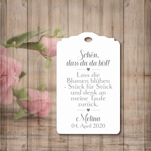25 etichette regalo etichette di ringraziamento personalizzate lascia sbocciare i fiori battesimo matrimonio comunione cresima iscrizione scuola regali per gli ospiti
