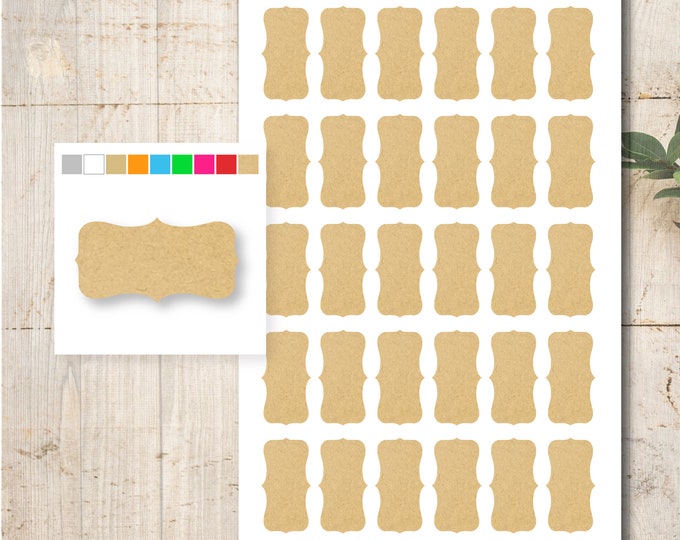 30 Kraft Paper Stickers Labels Color Selection