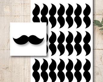 Black Self-adhesive Sticker Sticker Labels Mustache 21 pieces