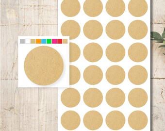24 Kraft Paper Stickers Gold Silver Baptism Wedding Communion Confirmation Circle