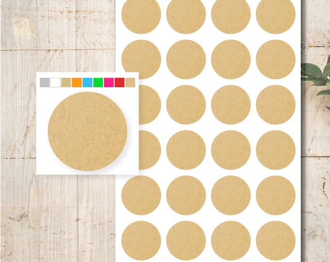 24 Kraft Paper Stickers Gold Silver Baptism Wedding Communion Confirmation Circle