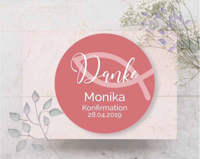 24 Stickers Labels Thank You Baptism Wedding Communion Confirmation