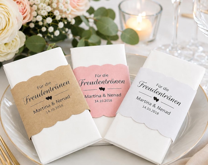 Freudentränen Taschentuch Banderole Hochzeit personalisiert | Hochzeit Taschentücher | Wedding Tissue Wrap | Boho Hochzeit Deko
