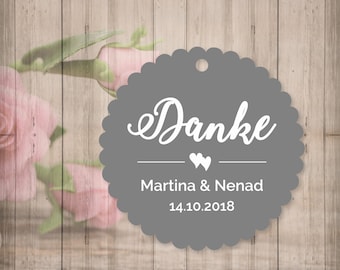 25 Gift Tags Labels Thank You Wedding Personalized Baptism Wedding Communion Confirmation