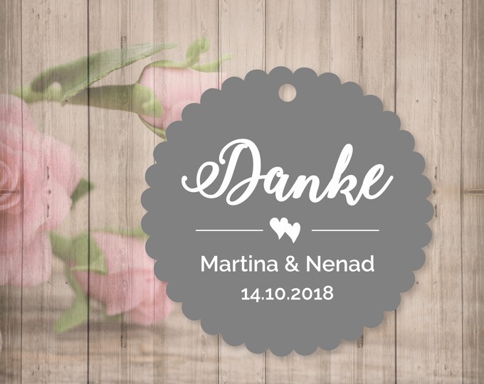 25 Gift Tags Labels Thank You Wedding Personalized Baptism Wedding Communion Confirmation