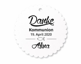 25 Personalisierte Danke Geschenkanhänger – Taufe, Kommunion, Konfirmation, Geburt – Etiketten mit Wunschtext – Verschiedene Farben & Formen