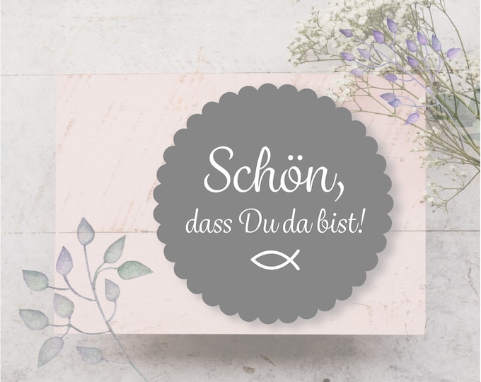 24 Stickers Labels Personalized Stickers Nice that you are here Communion Confirmation Baptism Wedding