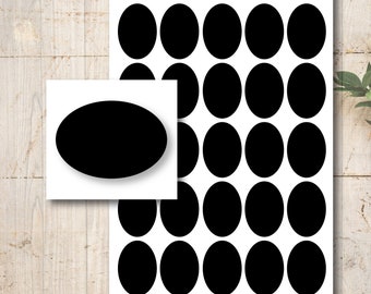 Blackboard Foil Black Self-Adhesive Oval Sticker Labels 25 Pieces