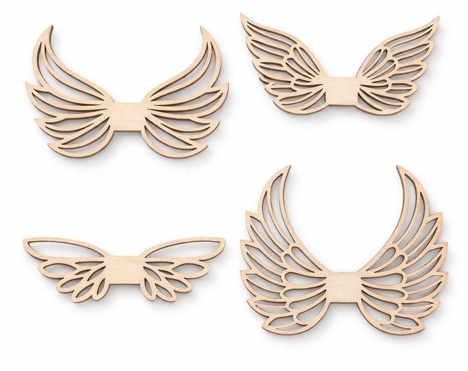 Makrame Holzflügel 3 mm – 1 Stück – 4 Designs – Bastelzubehör aus Holz – DIY Makramee Deko Boho