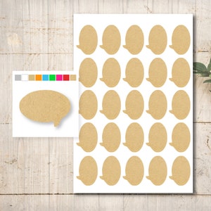 25 Kraftpapier Aufkleber Sticker Farbauswahl Sprechblase