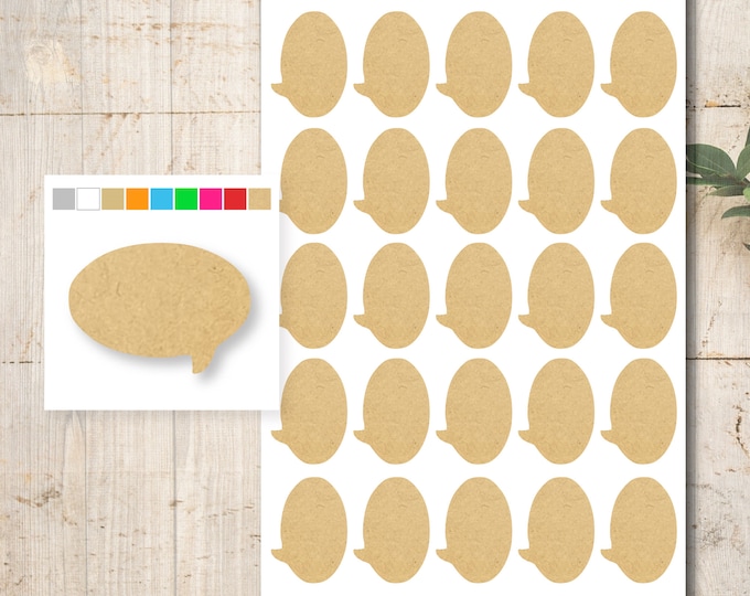 25 Kraft Paper Stickers Color Selection Speech Bubble