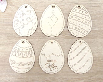 EASTER 6 Eggs Wood Laser cut Wooden Pendant Easter Easter Egg