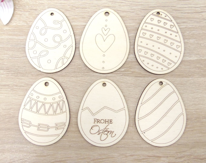 EASTER 6 Eggs Wood Laser cut Wooden Pendant Easter Easter Egg