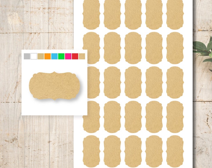 30 Kraft Paper Stickers Color Selection Wedding Baptism Communion Confirmation