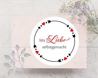 24 Aufkleber Sticker mit Liebe selbstgemacht