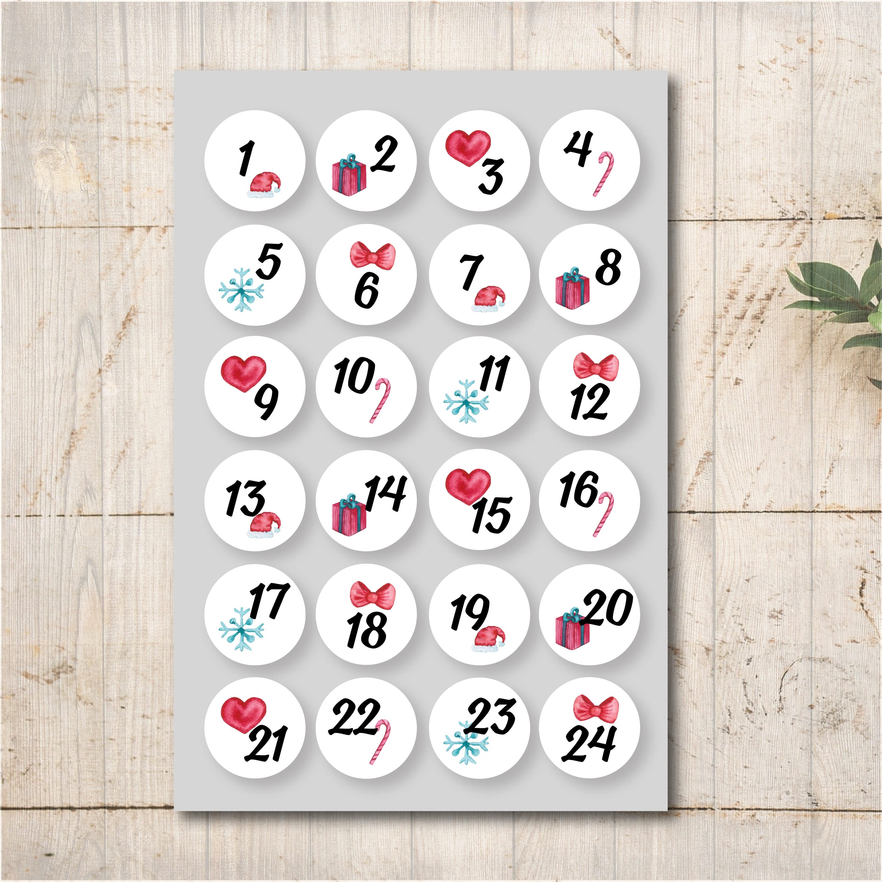 24 Advent Calendar Numbers Stickers Labels Planner Stickers Etsy UK