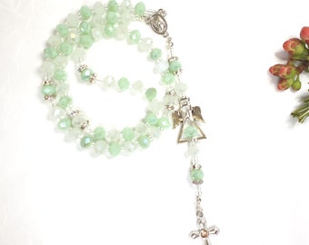 Rosary with name personalized baptism communion confirmation gift color selection