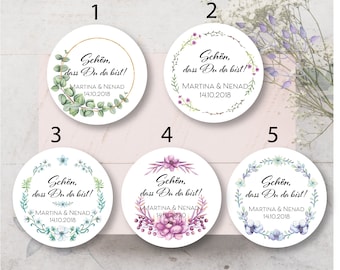 15 Aufkleber Etiketten Sticker Schön, dass Du da bist Taufe Kommunion Konfirmation Hochzeit Floral