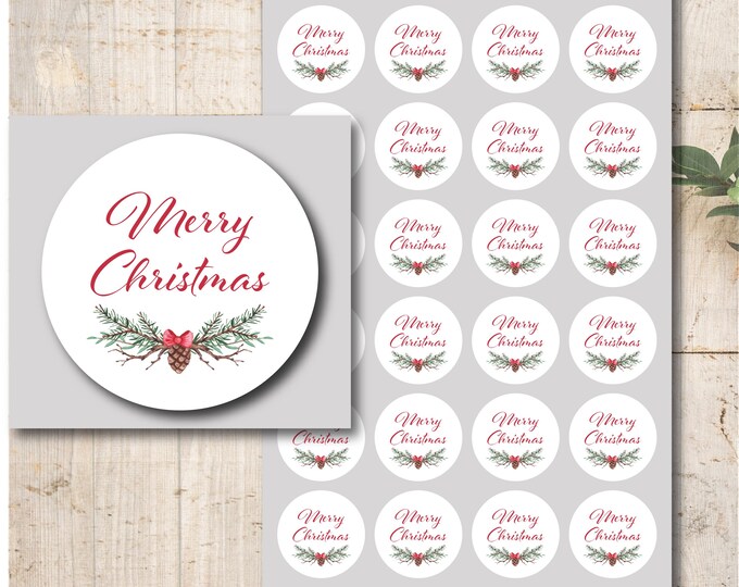 Merry Christmas stickers labels self-adhesive white