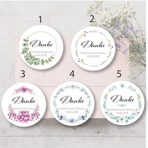 15 Aufkleber Etiketten  Sticker Danke Hochzeit Taufe Kommunion Konfirmation Floral