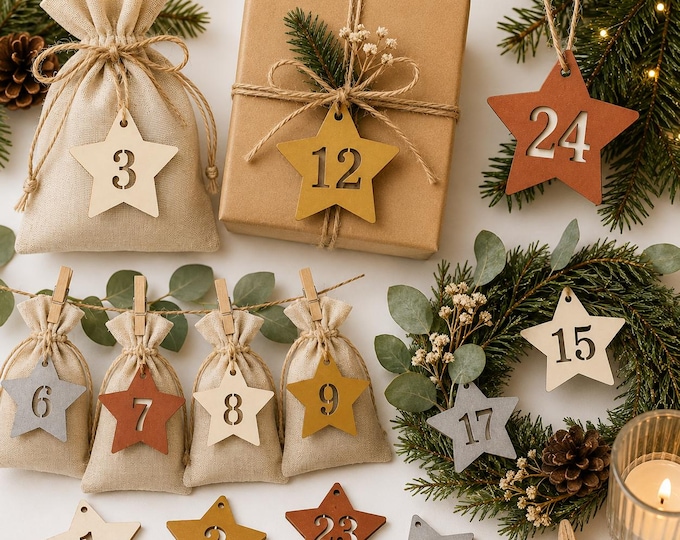 Adventskalender Zahlen aus Holz