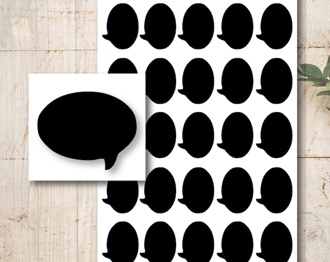 Blackboard Foil Black Self-Adhesive Speech Bubble Sticker Labels 25 Pieces