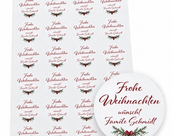 Personalisierte Weihnachtsaufkleber mit Familienname