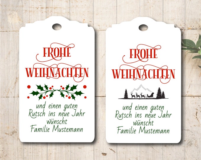 30 Christmas Gift Tags Labels Merry Christmas Personalized