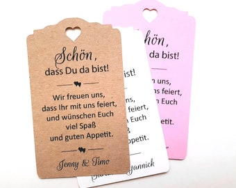 25 Willkommenskarten Geschenkanhänger Tags Etiketten Tags Gift Tags personalisiert Schön, dass du da bist Gastgeschenke