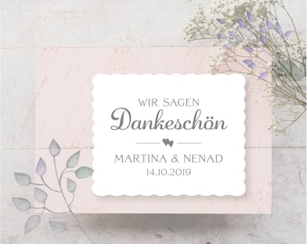 15 Aufkleber Etiketten Sticker Personalisiert wir sagen Dankeschön Hochzeit Taufe Kommunion Konfirmation