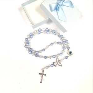 Rosary with name personalized baptism communion confirmation gift color selection