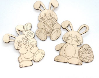 EASTER Easter Bunny to paint Wood Laser Cut