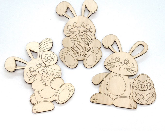 EASTER Easter Bunny to paint Wood Laser Cut