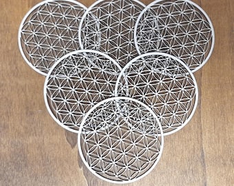 Blume des Lebens Flower of life Untersetzer Dekoration Holz Laser Cut Heilige Geometrie Hexagon