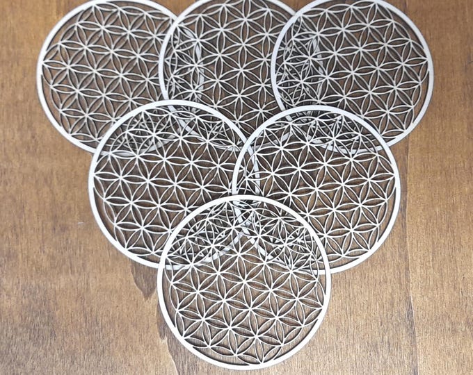 Blume des Lebens Flower of life Untersetzer Dekoration Holz Laser Cut Heilige Geometrie Hexagon