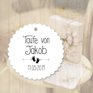 60 Geschenkanhänger Tags Papieranhänger Etiketten Taufe Personalisiert Taufe Bild 1