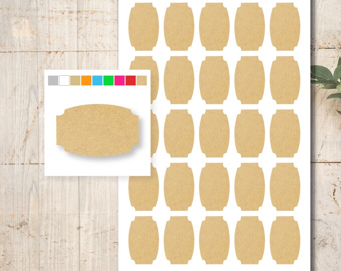 25 Kraft Paper Stickers Color Selection Labels