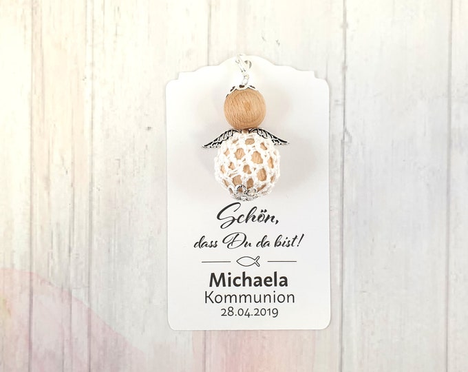 5 Guardian Angel crocheted gifts wedding baptism communion confirmation thank you nice that you are here keyring angel